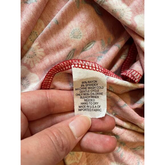 NWT Salaam Small Floral Dress Made in USA Pockets Red 3/4 Sleeve Stretch Summer - Picture 5 of 10